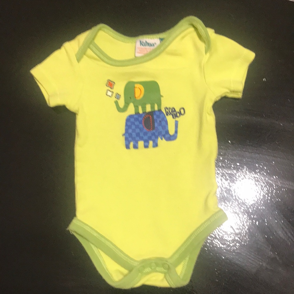 Athena Yellow-Green Short Sleeve Elephant Bodysuit